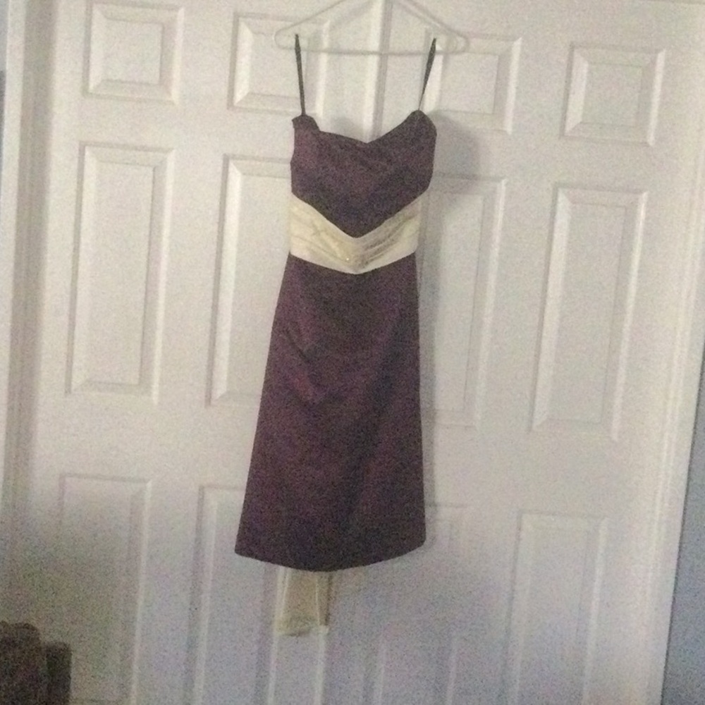 Elegant Purple and Cream Evening Dress